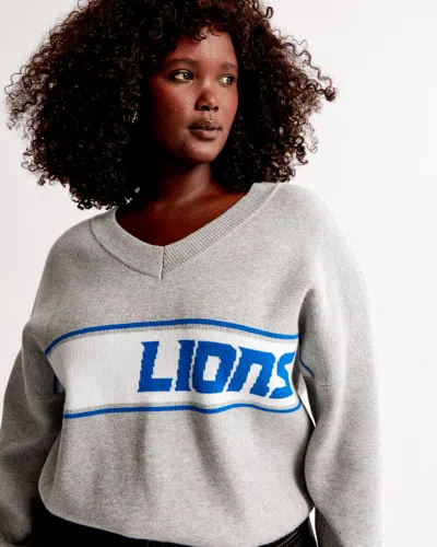 Abercrombie & Fitch Detroit Lions Luxeloft V-neck Sweater In Gray
