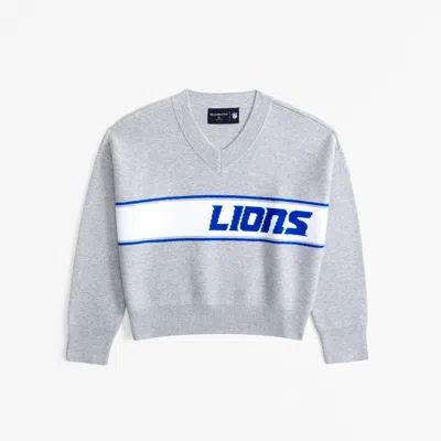 Abercrombie & Fitch Detroit Lions Luxeloft V-neck Sweater In Gray