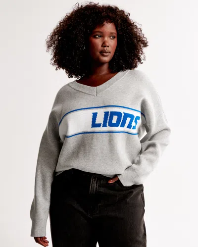 Abercrombie & Fitch Detroit Lions Luxeloft V-neck Sweater In Gray