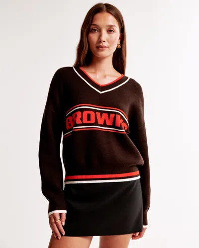 Abercrombie & Fitch Cleveland Browns Luxeloft V-neck Sweater In Black