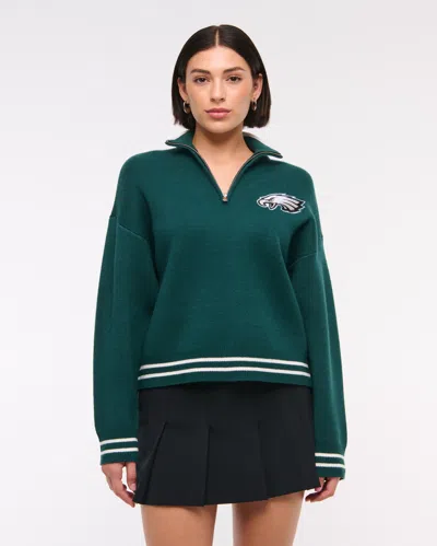 Abercrombie & Fitch Philadelphia Eagles Luxeloft Half-zip In Green