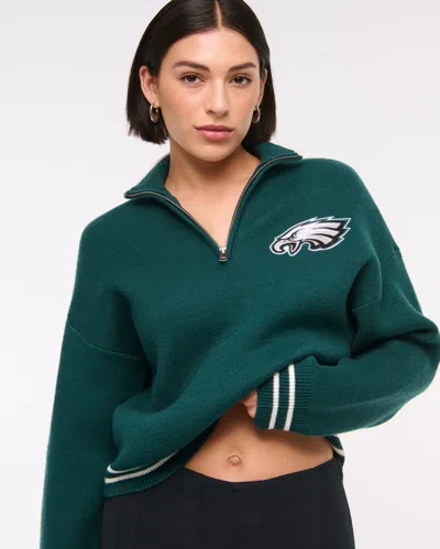 Abercrombie & Fitch Philadelphia Eagles Luxeloft Half-zip In Green
