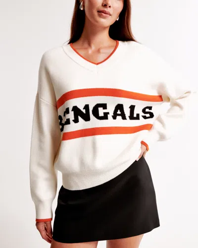Abercrombie & Fitch Cincinnati Bengals Luxeloft V-neck Sweater In White
