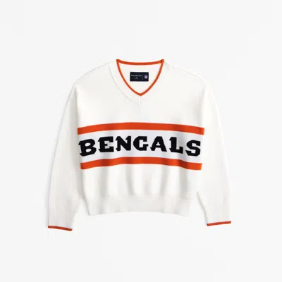 Abercrombie & Fitch Cincinnati Bengals Luxeloft V-neck Sweater In White