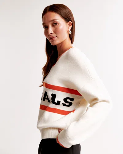 Abercrombie & Fitch Cincinnati Bengals Luxeloft V-neck Sweater In White