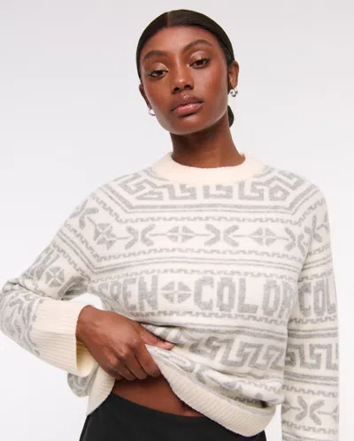 Abercrombie & Fitch Relaxed Lounge Fairisle Crew Sweater In Neutral