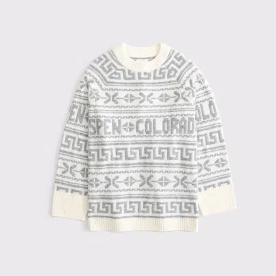 Abercrombie & Fitch Relaxed Lounge Fairisle Crew Sweater In Neutral
