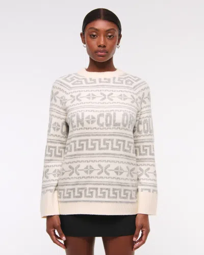 Abercrombie & Fitch Relaxed Lounge Fairisle Crew Sweater In Neutral