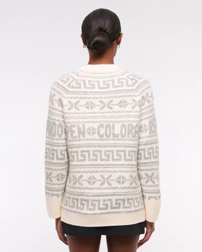 Abercrombie & Fitch Relaxed Lounge Fairisle Crew Sweater In Neutral