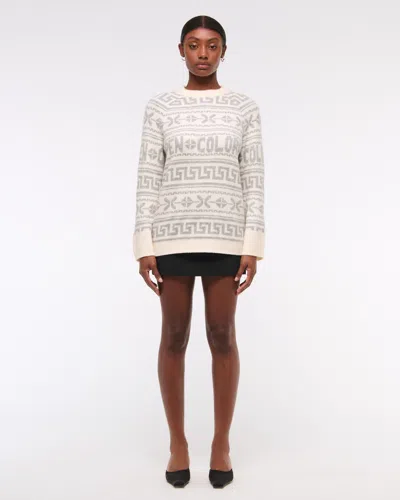 Abercrombie & Fitch Relaxed Lounge Fairisle Crew Sweater In Neutral