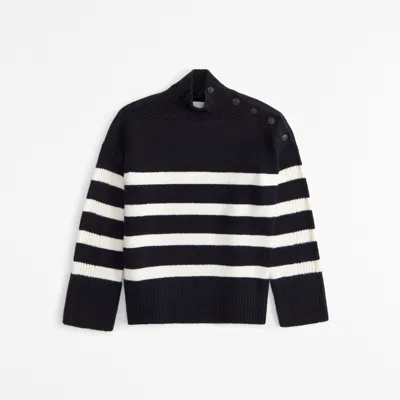 Abercrombie & Fitch Button Detail Mockneck Sweater In Neutral