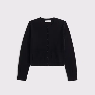 Abercrombie & Fitch Cashmere Crew Cardigan In Black