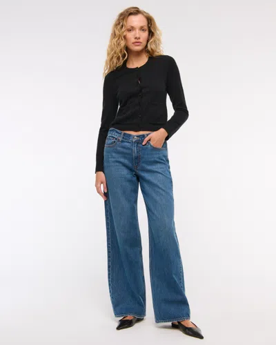 Abercrombie & Fitch Cashmere Crew Cardigan In Black