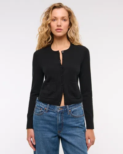 Abercrombie & Fitch Cashmere Crew Cardigan In Black