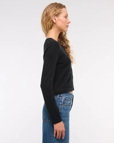 Abercrombie & Fitch Cashmere Crew Cardigan In Black