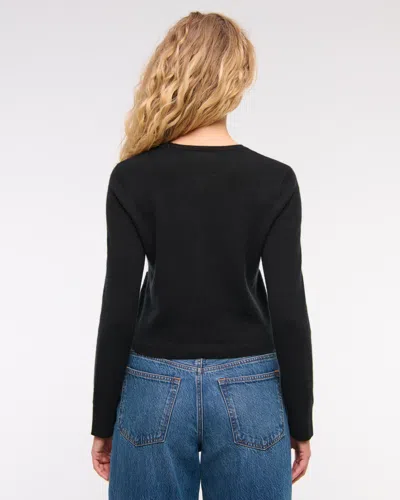 Abercrombie & Fitch Cashmere Crew Cardigan In Black