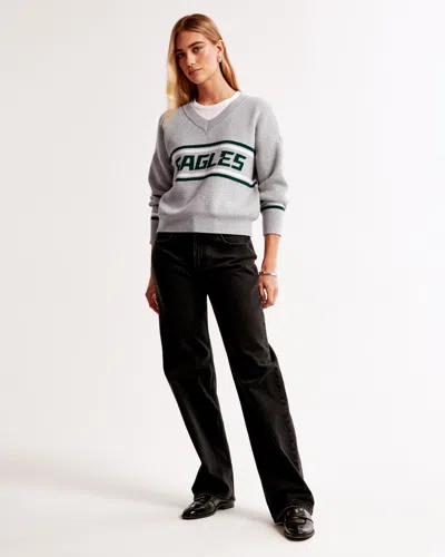 Abercrombie & Fitch Philadelphia Eagles Luxeloft V-neck Sweater In Multi