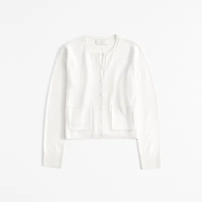 Abercrombie & Fitch Cashmere Crew Cardigan In White