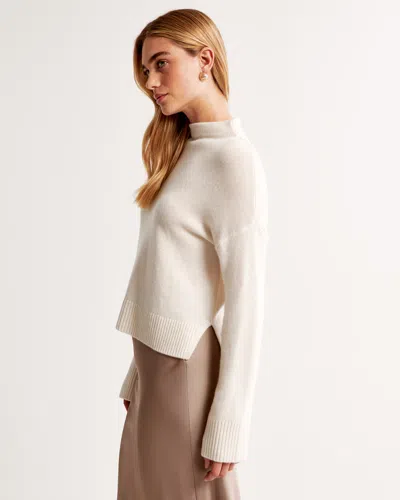 Abercrombie & Fitch Cashmere Mockneck Sweater In White
