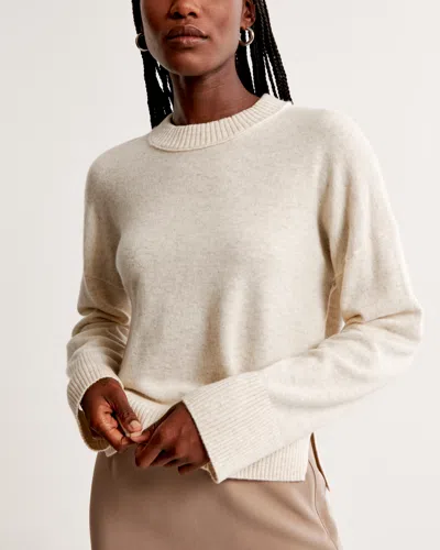 Abercrombie & Fitch Cashmere Crew Sweater In White