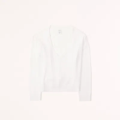 Abercrombie & Fitch Cashmere V-neck Sweater In White