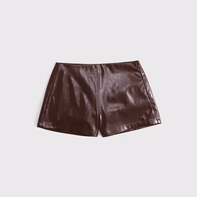 Abercrombie & Fitch Curve Love Stretch Vegan Glossy Leather Micro Short In Brown