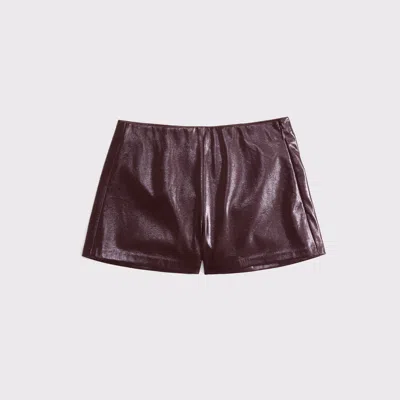 Abercrombie & Fitch Stretch Vegan Glossy Leather Micro Short In Brown