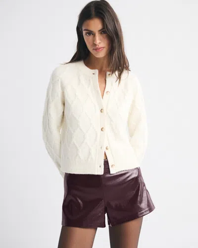 Abercrombie & Fitch Stretch Vegan Glossy Leather Micro Short In Brown