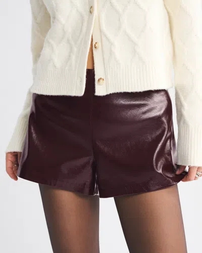 Abercrombie & Fitch Stretch Vegan Glossy Leather Micro Short In Brown