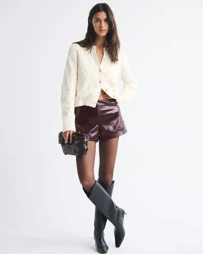 Abercrombie & Fitch Stretch Vegan Glossy Leather Micro Short In Brown