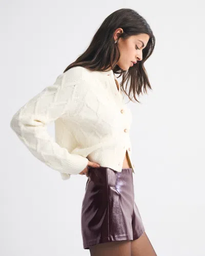 Abercrombie & Fitch Stretch Vegan Glossy Leather Micro Short In Brown