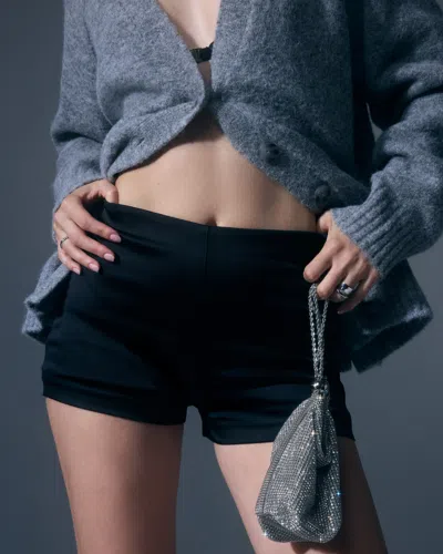 Abercrombie & Fitch Stretch Satin Sculpt Micro Short In Black