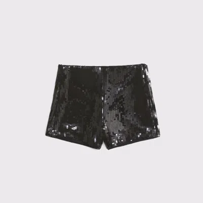 Abercrombie & Fitch Stretch Sequin Micro Short In Black