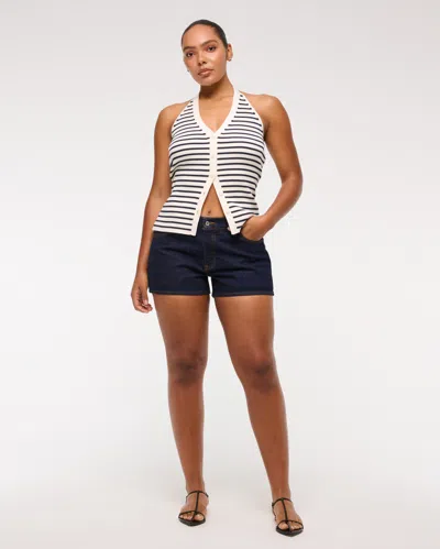 Abercrombie & Fitch Curve Love Low Rise Mini Short In Blue