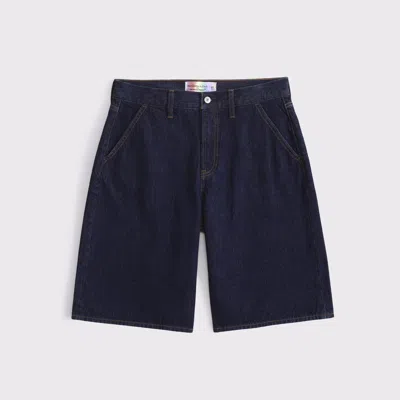 Abercrombie & Fitch Pride Curve Love Mid Rise Jort In Blue