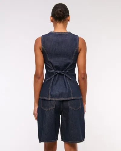 Abercrombie & Fitch Curve Love Mid Rise Jort In Blue