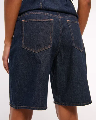 Abercrombie & Fitch Curve Love Mid Rise Jort In Blue