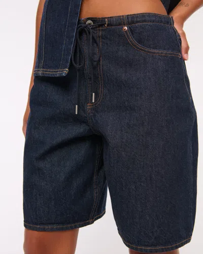 Abercrombie & Fitch Curve Love Mid Rise Jort In Blue