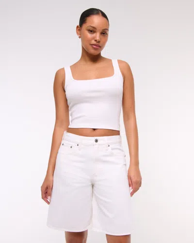 Abercrombie & Fitch Mid Rise Jort In White