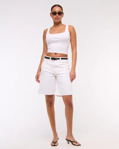 Abercrombie & Fitch Mid Rise Jort In White