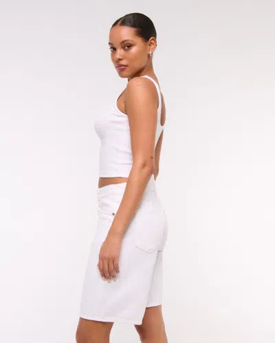 Abercrombie & Fitch Mid Rise Jort In White
