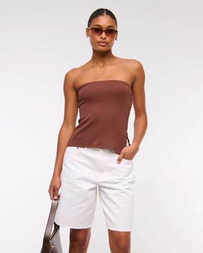 Abercrombie & Fitch Curve Love Mid Rise Jort In White