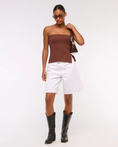 Abercrombie & Fitch Curve Love Mid Rise Jort In White