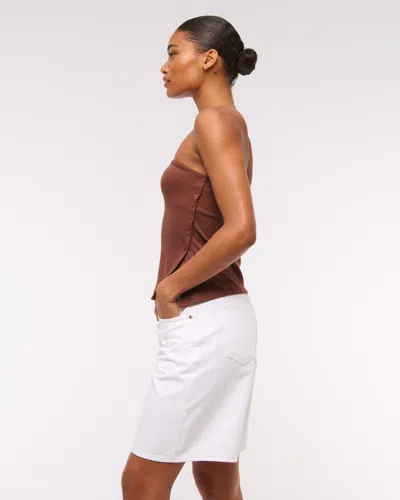 Abercrombie & Fitch Curve Love Mid Rise Jort In White