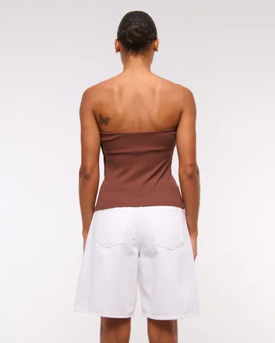 Abercrombie & Fitch Curve Love Mid Rise Jort In White