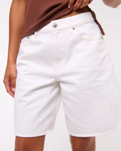 Abercrombie & Fitch Curve Love Mid Rise Jort In White