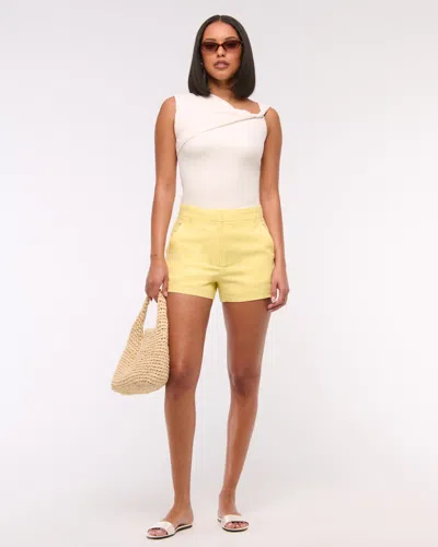 Abercrombie & Fitch A&f Sloane Tailored Linen-blend Short In Yellow