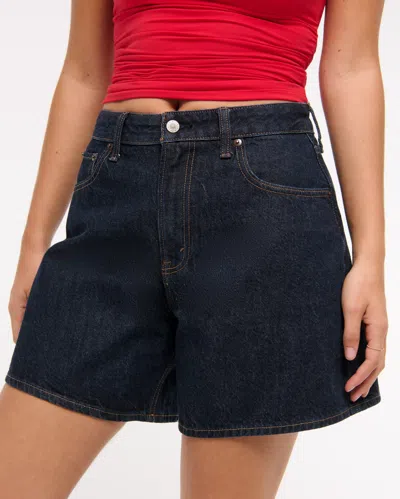 Abercrombie & Fitch Curve Love High Rise Loose Short In Blue