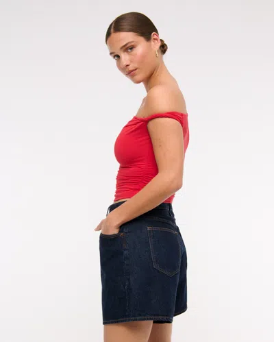 Abercrombie & Fitch Curve Love High Rise Loose Short In Blue