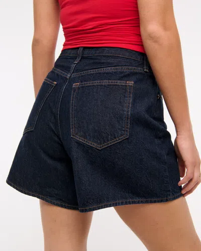 Abercrombie & Fitch Curve Love High Rise Loose Short In Blue